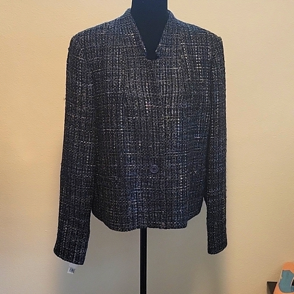 Louben Wool Blend Knit Dress Jacket